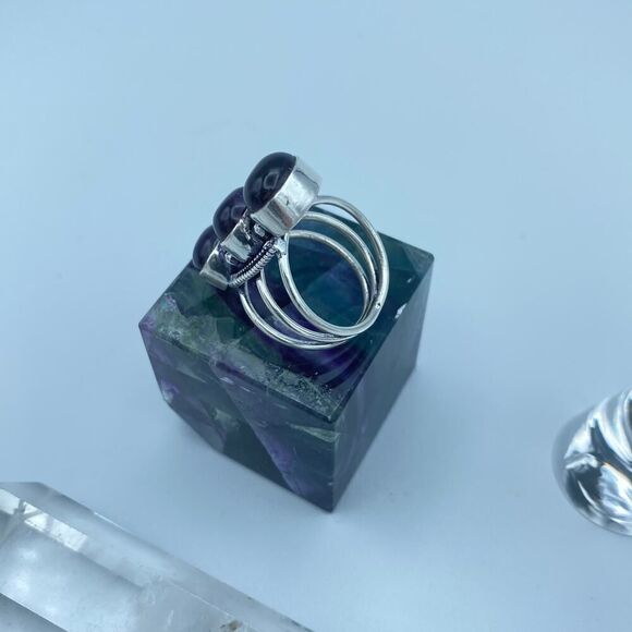 Amethyst Gemstone Sterling Silver Boho Ring Size 7.5 - Picture 3 of 6